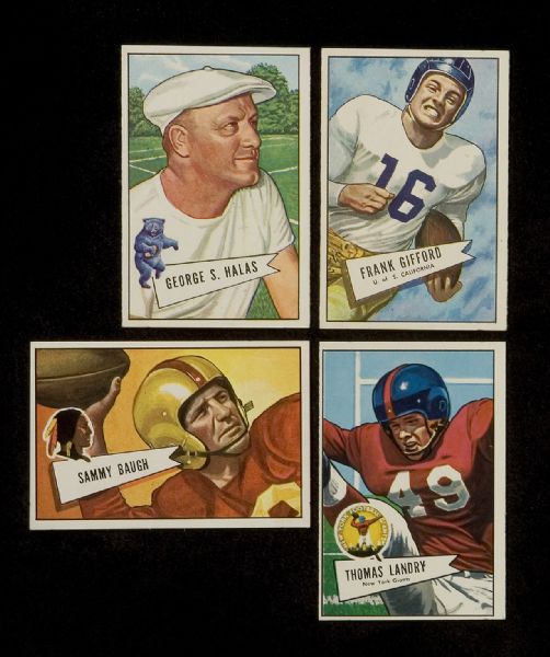 1952 Bowman Large Football Lot of 55 Different including Gifford, Donovan, & Landry  