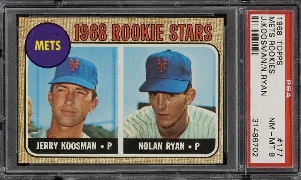 1968 Topps #177 Nolan Ryan/Jerry Koosman Rookie Card PSA 8 NM-MT  