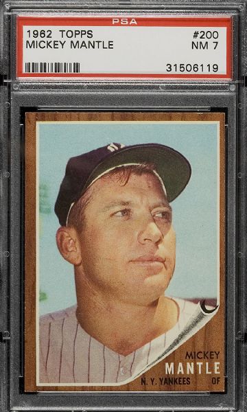 1962 Topps #200 Mickey Mantle PSA 7 NM 