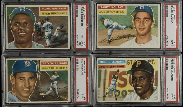 1956 Topps Baseball Lot of 98 different including Williams, Clemente, Robinson & Koufax  