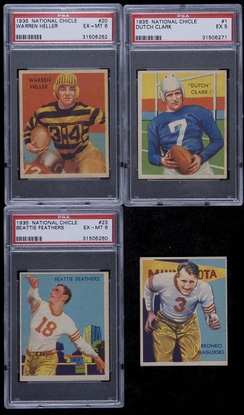 1935 National Chicle Football Collection of 17 Different (13 PSA GRADED)  