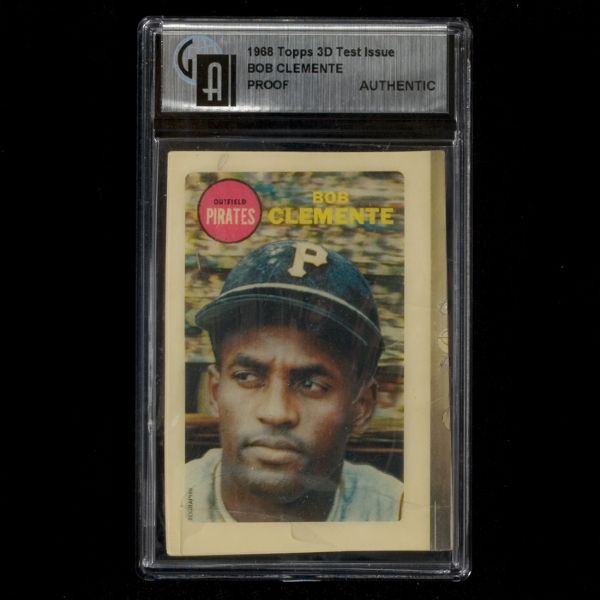 1968 Topps 3-D Roberto Clemente Proof Card - GAI Authentic  
