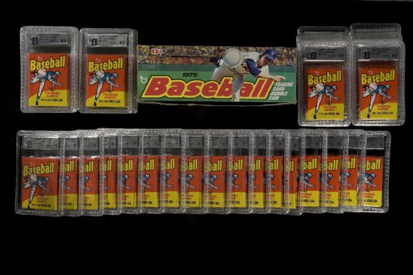 1975 Topps Baseball Unopened Wax Box of 36 Packs All GAI Graded (17 packs GAI mint 9)  