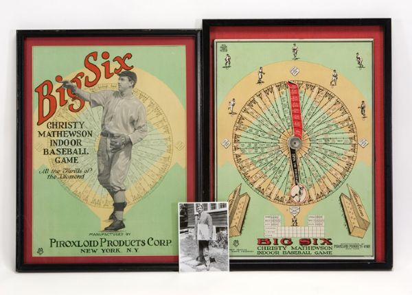 PAIR OF 1922 CHRISTY MATHEWSON "BIG SIX" GAME BOARDS