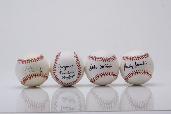 Political And Famous Figures Single Signed Baseball Collection 