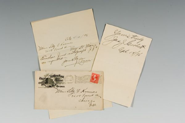 Jim Corbett autograph with managers letter and envelope 