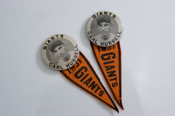 Pair of 1937 Carl Hubbell Pinback buttons 