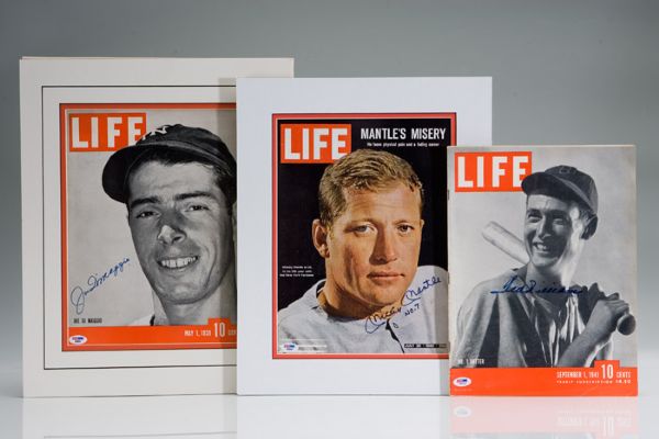 Mantle Williams and DiMaggio Signed Life Magazines (3) 