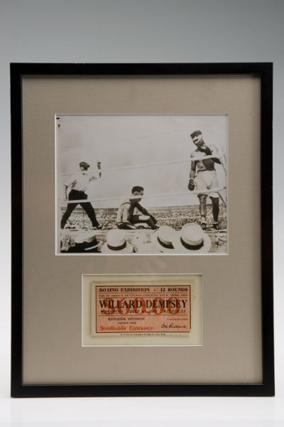 1919 Willard vs. Dempsey boxing ticket display 