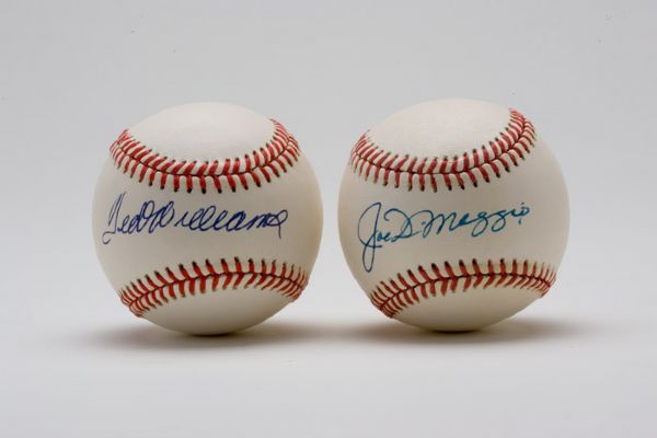 Joe DiMaggio and Ted Williams Single Signed Baseballs (PSA/DNA Graded 9) 