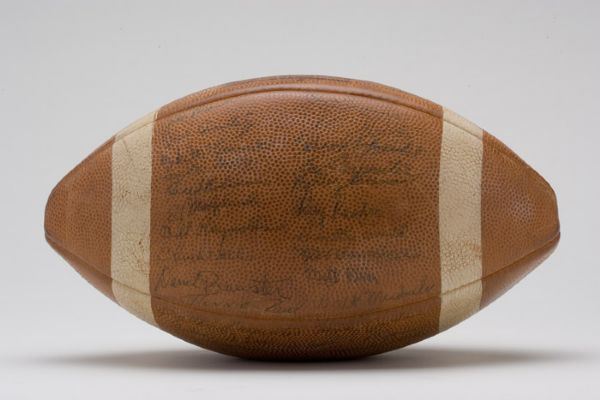 1957 Cleveland Browns Team Signed Football Including Rookie Jim Brown 