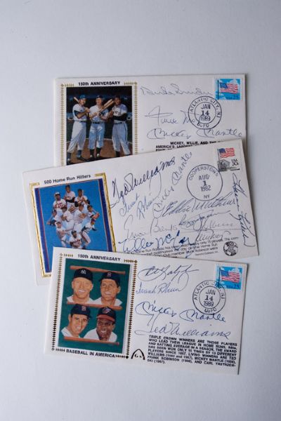 500 HR Club Triple Crown and New York Centerfielders Signed Cachets (3)