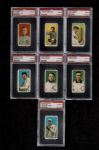 1909-11 T206 LOW GRADE PSA LOT OF 7 INCLUDING COBB AND 3 SOUTHERN LEAGUERS