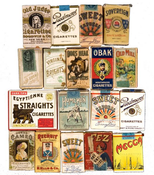 19TH AND EARLY 20TH CENTURY COLLECTION OF 29 VINTAGE CIGARETTE BOXES AND PACKS