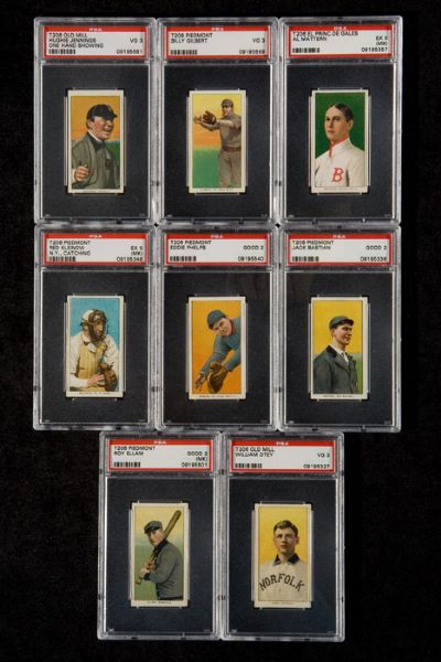 1909-11 T206 PSA GRADED LOT OF 11 INCLUDING JENNINGS AND 3 SOUTHERN LEAGUERS