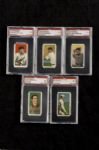 1909-11 T206 EX PSA 5 LOT INCLUDING 4 HALL OF FAMERS AND ED CICOTTE