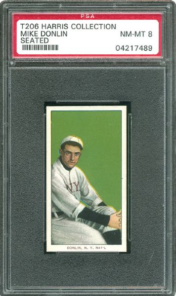 1909-11 T206 HARRIS COLLECTION MIKE DONLIN (SEATED) PSA 8 NM-MT