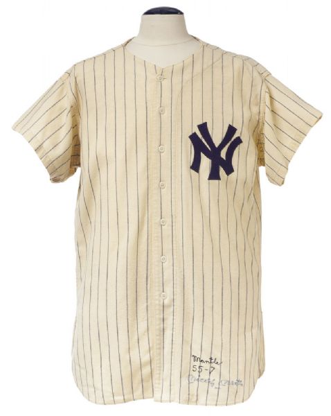 1955 GAME WORN MICKEY MANTLE NEW YORK YANKEES HOME JERSEY