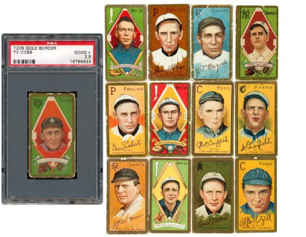 1911 T205 GOLD BORDER LOT OF (66) DIFFERENT INCLUDING TY COBB