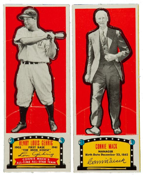 1951 TOPPS CONNIE MACKS ALL-TIME ALL-STAR LOT OF (2) - LOU GEHRIG AND CONNIE MACK