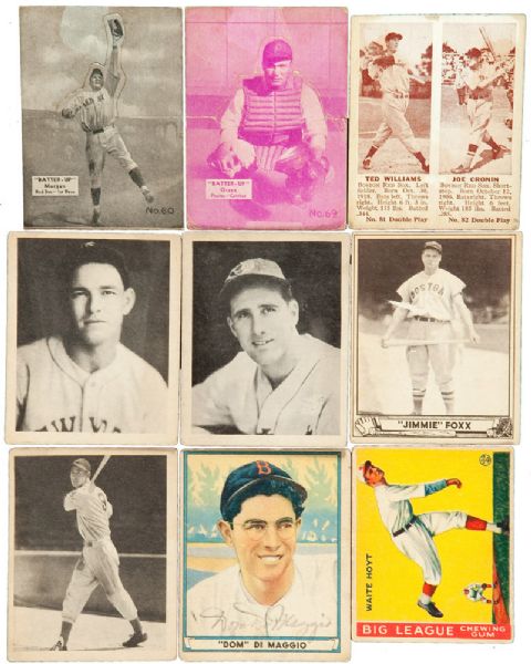 1933-41 SHOEBOX COLLECTION OF (112) GOUDEYS, PLAY BALLS, BATTER-UPS, ETC WITH MANY HALL OF FAMERS