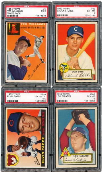1952-1956 TOPPS PSA GRADED LOT OF (25) INCLUDING TED WILLIAMS