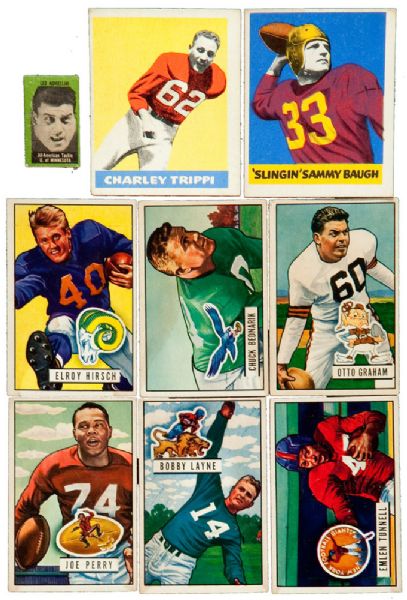 1948 THRU 1951 TOPPS, BOWMAN, AND LEAF FOOTBALL LOT OF (65) WITH MANY HALL OF FAMERS