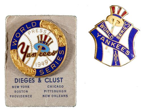 1949 AND 1951 NEW YORK YANKEES WORLD SERIES PRESS PINS