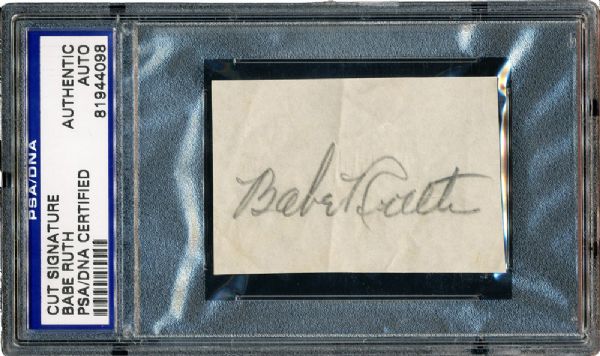 BABE RUTH CUT SIGNATURE ENCAPSUALTED BY PSA/DNA