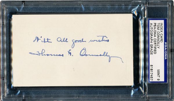 TOM CONNOLLY SIGNED INDEX CARD (PSA/DNA MINT 9)