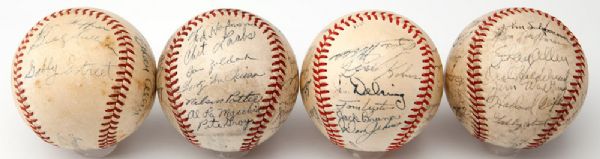 LOT OF (4) ST LOUIS BROWNS TEAM SIGNED BASEBALLS  1937, 1938, 1945 AND 1950