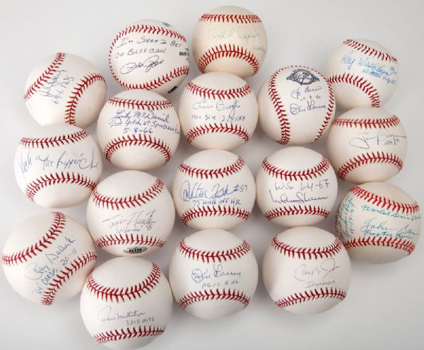 LOT OF (17) SINGLE SIGNED BASEBALLS WITH SPECIAL FEAT AND NICKNAME NOTATIONS