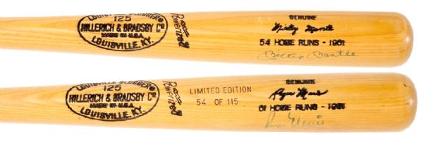 MICKEY MANTLE/ROGER MARIS AUTOGRAPHED LIMITED EDITION BAT (#54/115)
