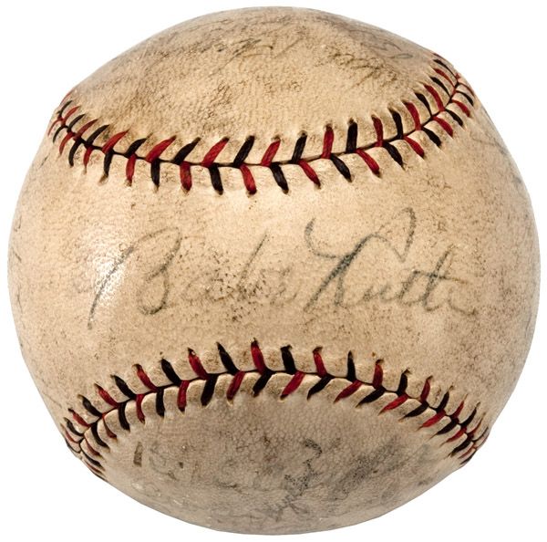 1927 WORLD SERIES BASEBALL SIGNED BY NEW YORK YANKEES AND PITTSBURGH PIRATES