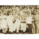 BABE RUTH SIGNED 14X10 PHOTOGRAPH TO TOMMY BRIDGES OF THE DETROIT TIGERS