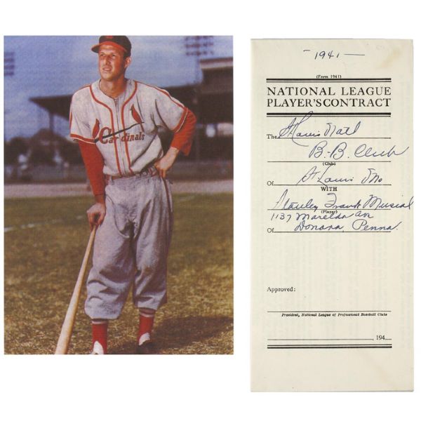 STAN MUSIALS SIGNED 1941 ST. LOUIS CARDINALS ROOKIE CONTRACT