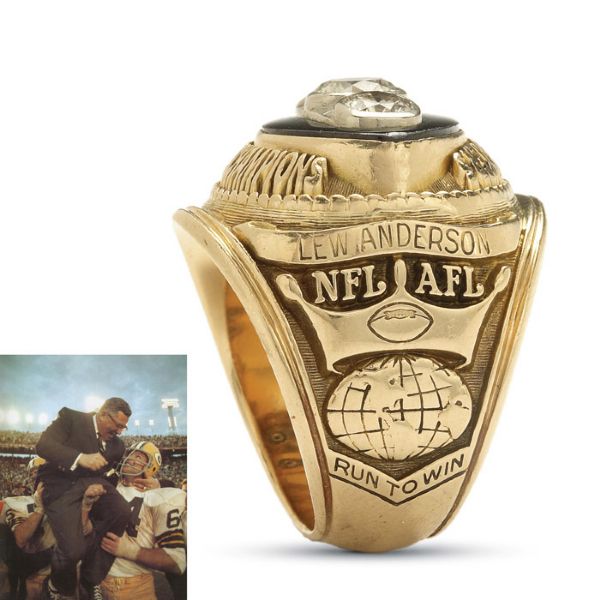 SCOUT/RECRUITER LEW ANDERSONS 1968 GREEN BAY PACKERS SUPERBOWL II 14K GOLD AND DIAMOND RING