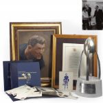 LOT OF JIM THORPE MEMORABILIA, INCLUDING PAINTING, TROPHY, FROM SON JOHN THORPE