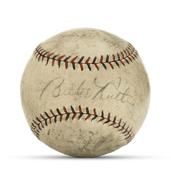 1927 WORLD SERIES BASEBALL SIGNED BY NEW YORK YANKEES & PITTSBURGH PIRATES