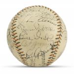1934 NEW YORK YANKEES TEAM SIGNED BASEBALL WITH SEVEN HALL OF FAMERS
