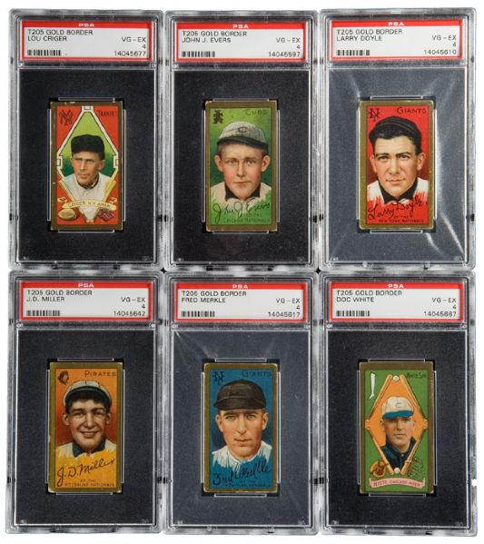 1911 T205 GOLD BORDER VG-EX PSA 4 LOT OF 11 DIFFERENT INCLUDING EVERS