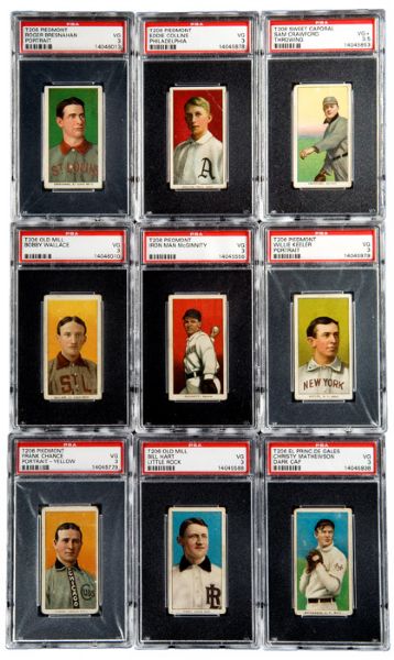 1909-11 T206 VG PSA 3 LOT OF 47 DIFFERENT INCLUDING MATHEWSON AND 9 OTHER HALL OF FAMERS