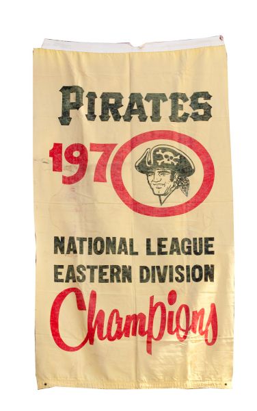 1970 PITTSBURGH PIRATES N.L. EASTERN DIVISION CHAMPIONS STADIUM BANNER ATTRIBUTED TO FORBES FIELD