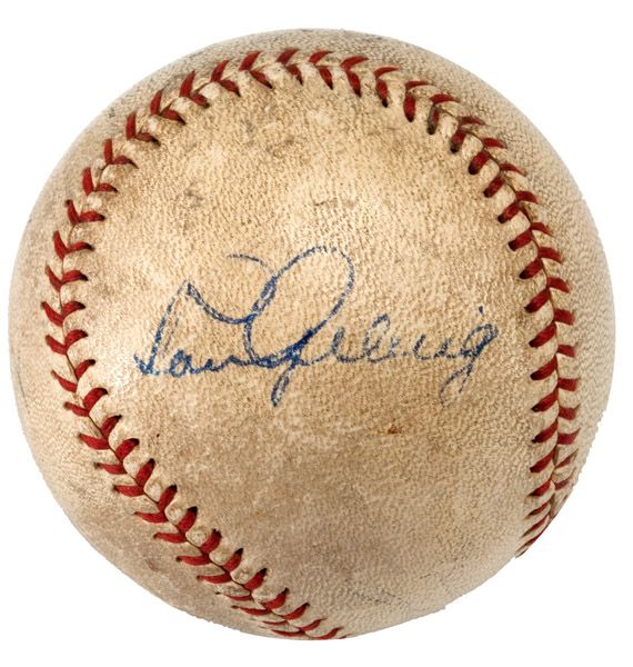 BABE RUTH AND LOU GEHRIG DUAL SIGNED BASEBALL - EXCEPTIONAL GEHRIG DISPLAYS AS SINGLE 