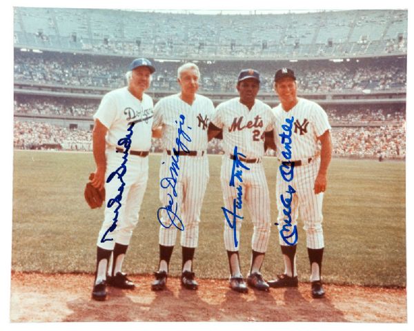 DUKE SNIDER, JOE DIMAGGIO, WILLIE MAYS AND MICKEY MANTLE AUTOGRAPHED 8" BY 10"