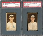 1912 T207 BROWN BORDER BROADLEAF BACK PAIR OF PSA GRADED RARE CARDS - RED NELSON & OWEN WILSON