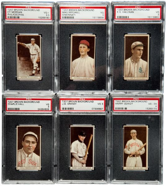 1912 T207 BROWN BORDER LOT VG PSA 3 OR BETTER LOT OF (13) DIFFERENT
