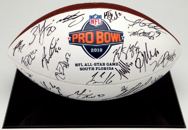 2010 NFL PRO BOWL AFC TEAM SIGNED FOOTBALL W/ LOA FROM NFL