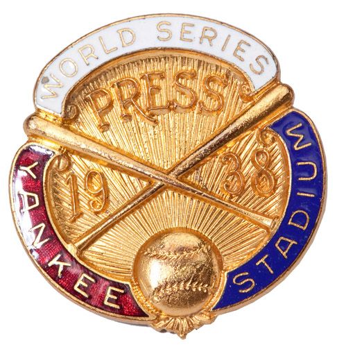 1938 NEW YORK YANKEES WORLD SERIES PRESS PIN