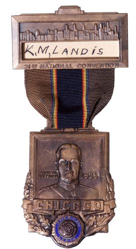 1939 AMERICAN LEGION NATIONAL CONVENTION BRONZE MEDALLION WITH ORIGINAL RIBBON AND PINBACK